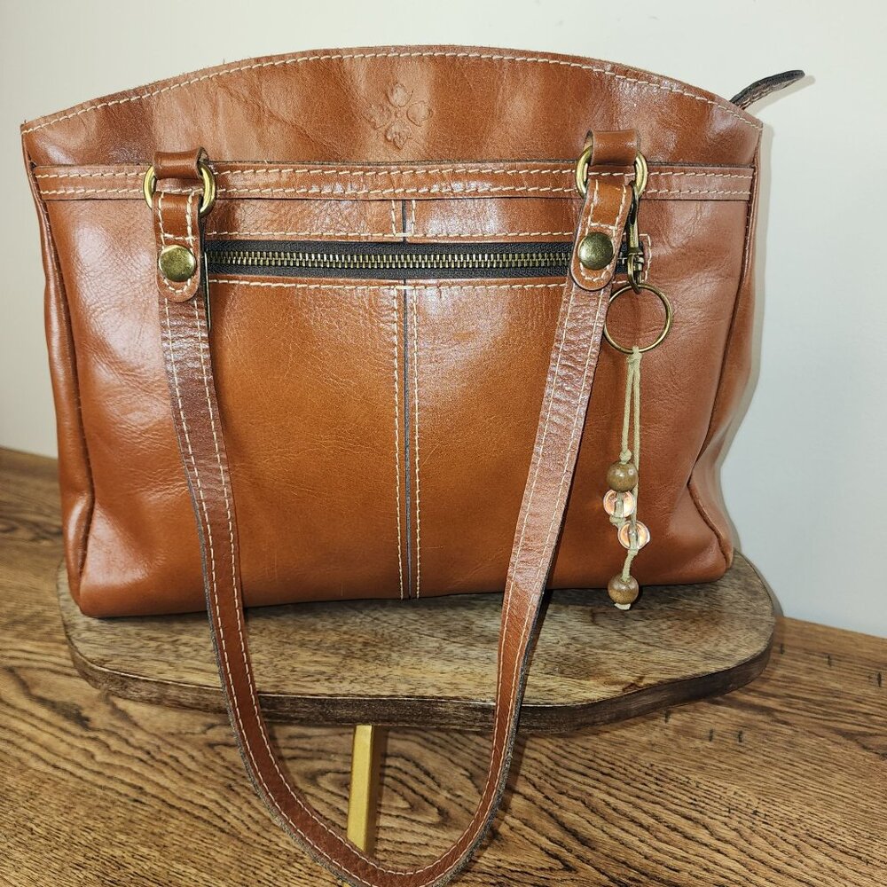 Patricia Nash Heritage Collection Poppy Satchel Leather Tote in Tan